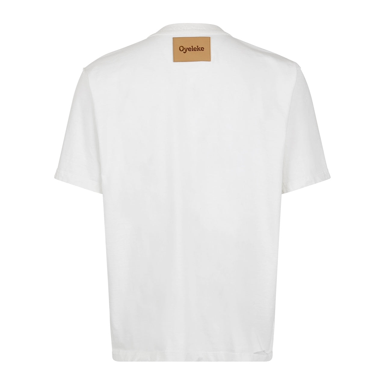 White Heavy Cotton Distressed Leather Patch T Shirt