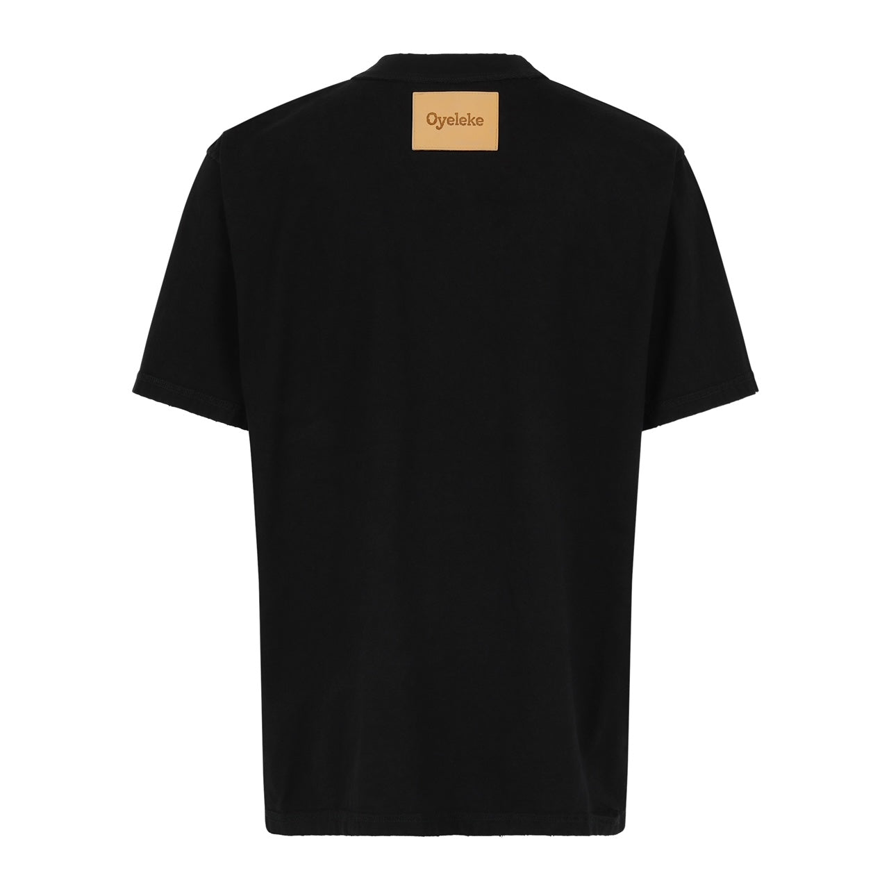 Black Heavy Cotton Distressed Leather patch T Shirt