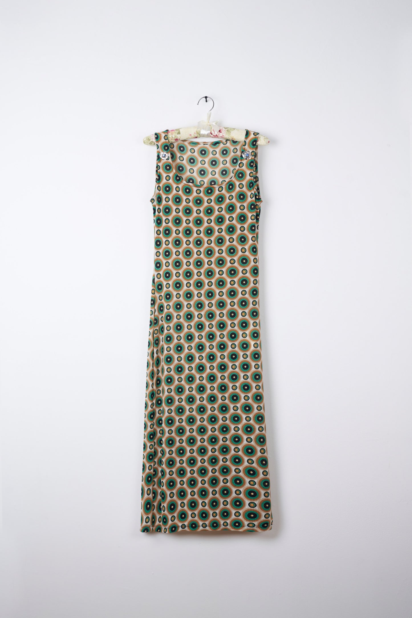 GILDED CIRCULAR MOTIF KNIT MAXI DRESS