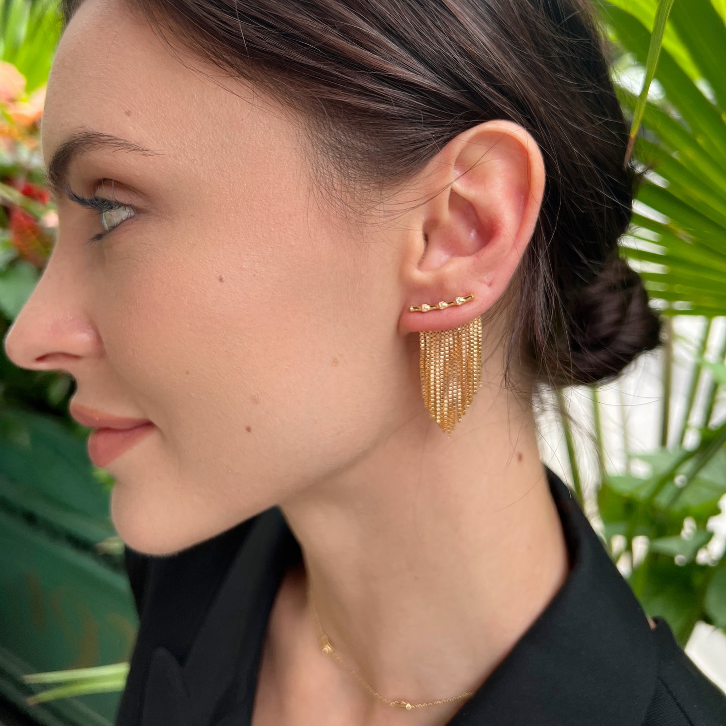 Bamboo tassel earrings