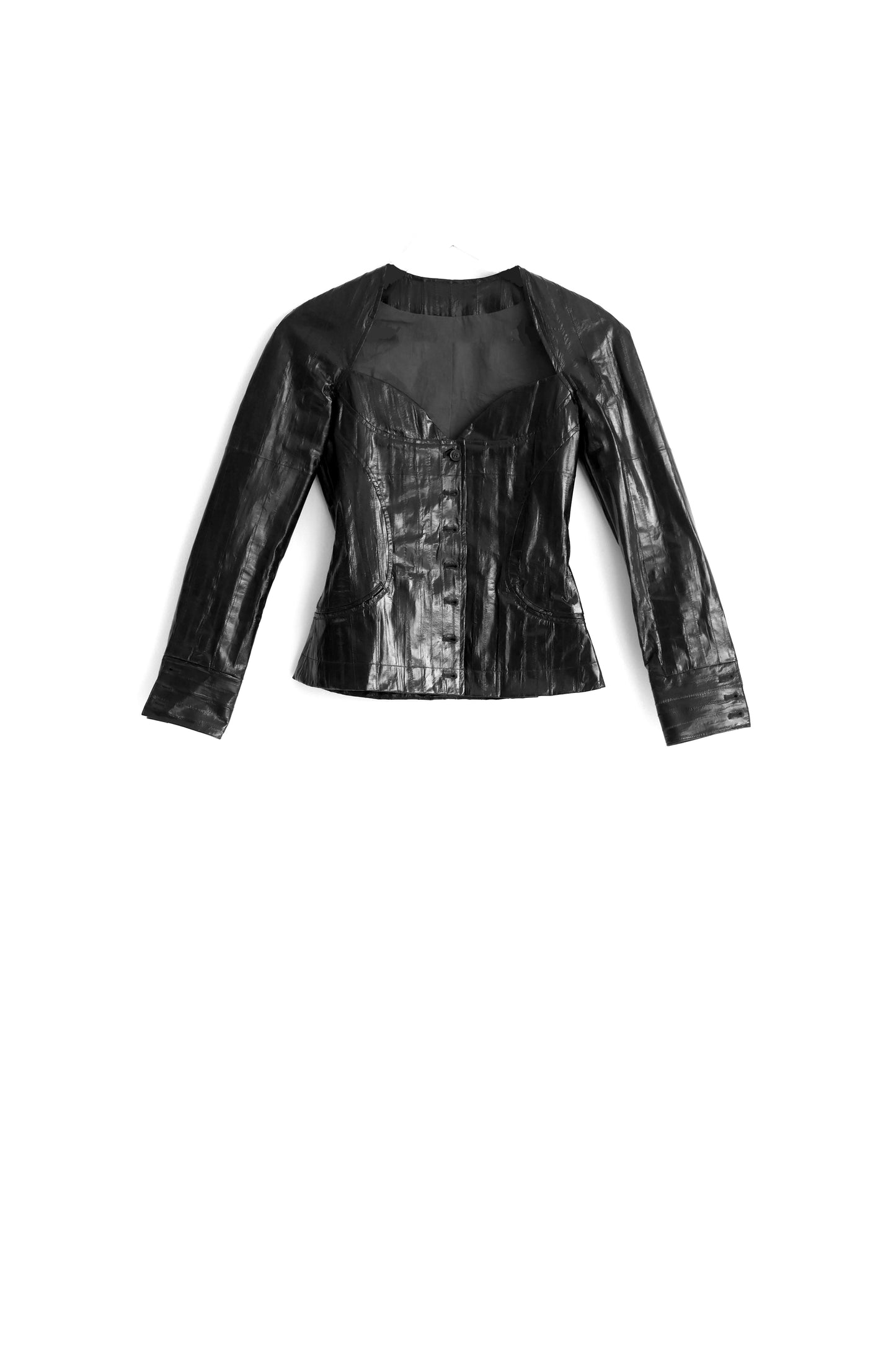 V Shape Slim Waist Black Jacket