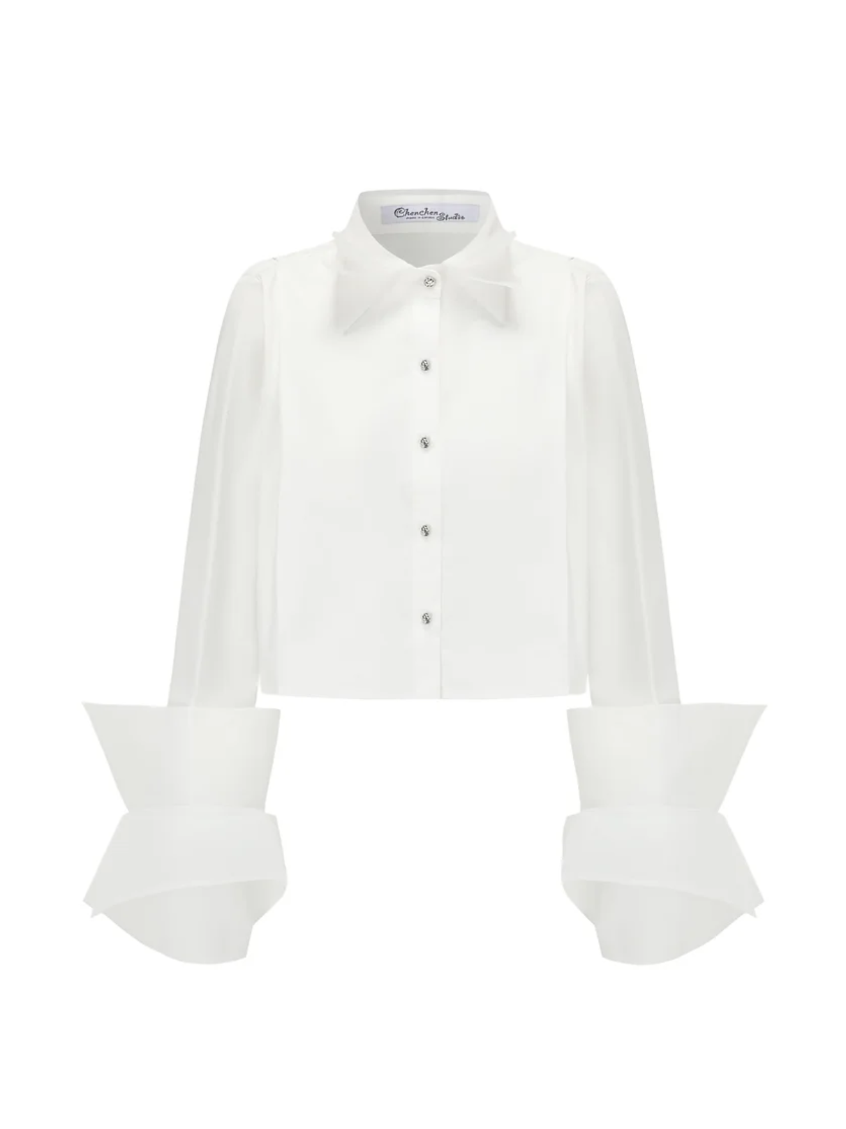 Organza cropped shirt-white