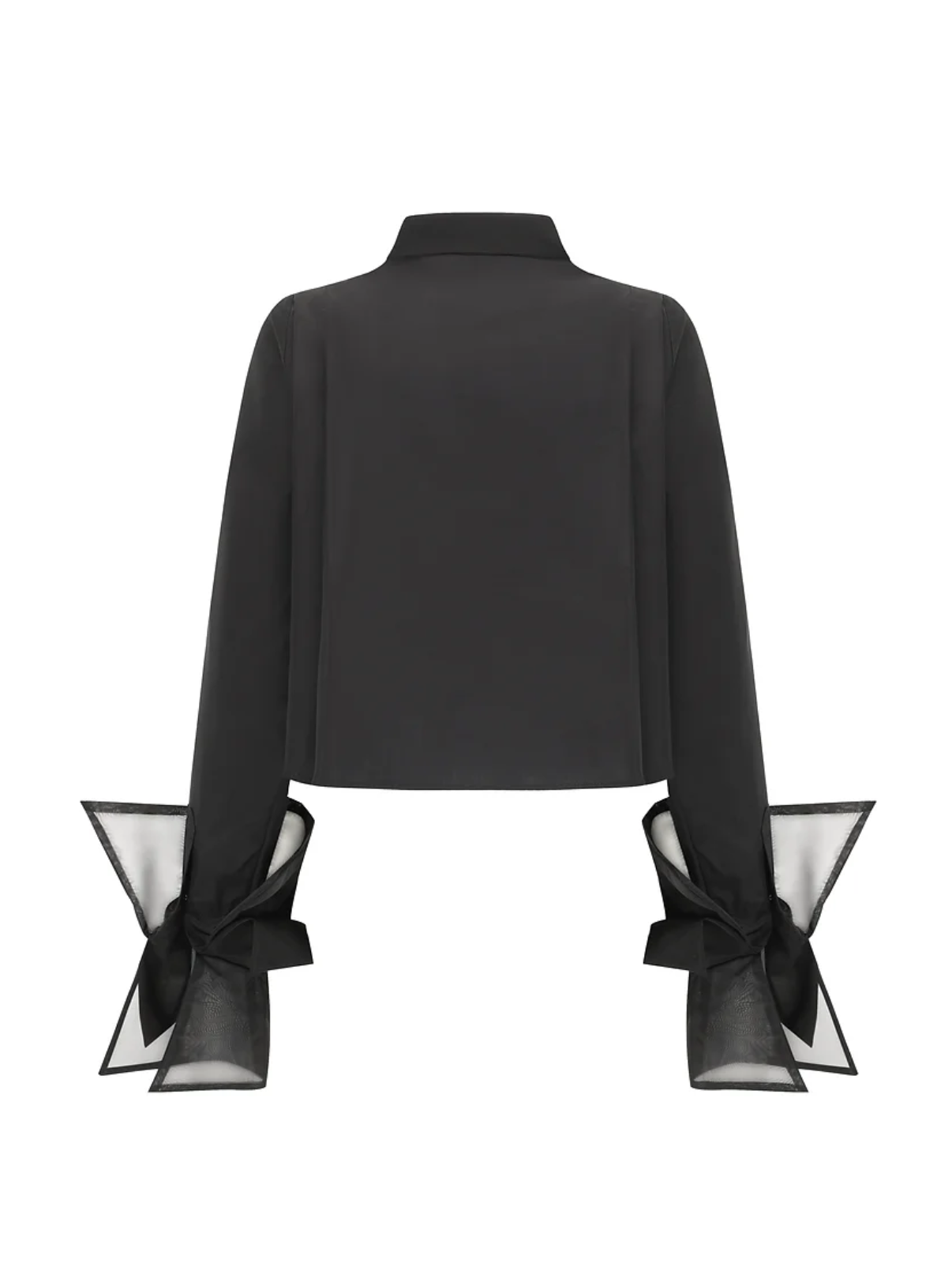 Organza cropped shirt-black