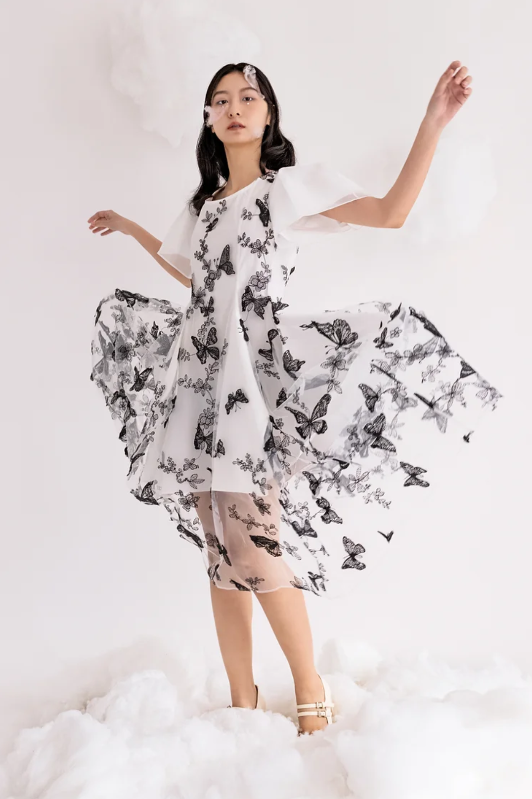 White butterfly dress