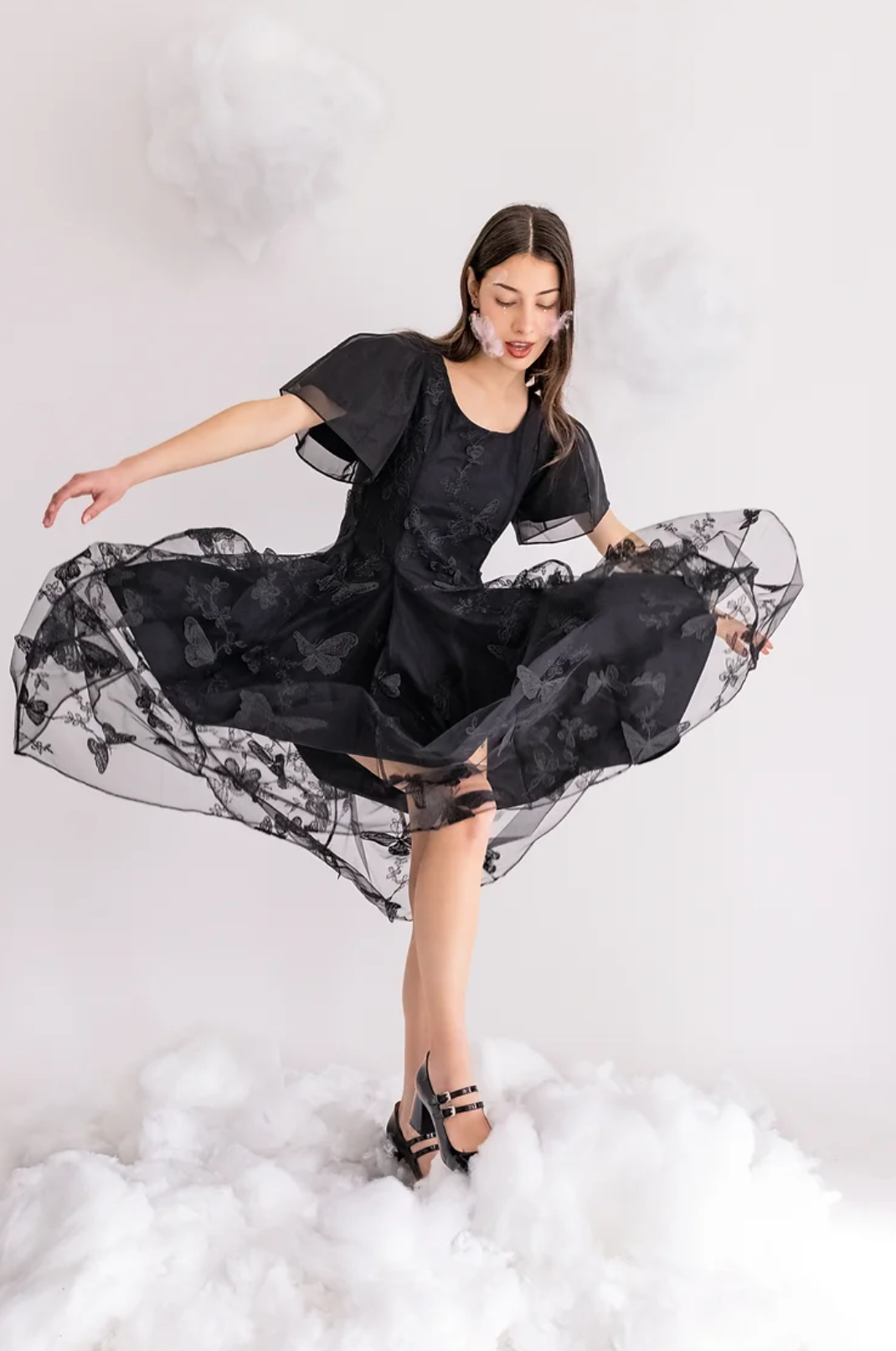 Black butterfly dress